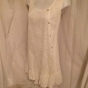 Eyelet & ruffles mini dress. New